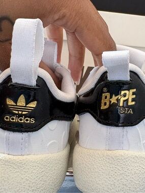 adidas x BAPE Kids White & Black BAPE Sneakers